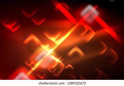 Neon brilhantes linhas de tecno, modelo de fundo abstrato futurista de alta tecnologia com formas e linhas quadradas