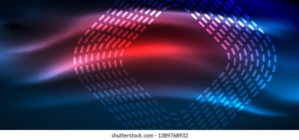 Líneas tecno brillantes de neón, plantilla de fondo abstracto de alta tecnología futurista con formas cuadradas, diseño vectorial