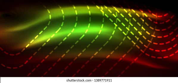 Neon glowing techno lines, hi-tech futuristic abstract background template with square shapes, vector design