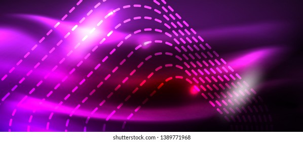 Neon glowing techno lines, hi-tech futuristic abstract background template with square shapes, vector design
