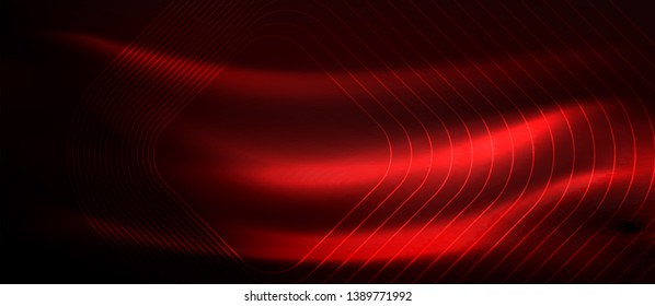 Neon linhas de tecno brilhantes, modelo de fundo abstrato futurista de alta tecnologia com formas quadradas, design vetorial