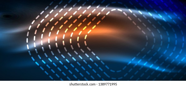 Neon glowing techno lines, hi-tech futuristic abstract background template with square shapes, vector design