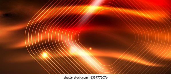 Neon glowing techno lines, hi-tech futuristic abstract background template with square shapes, vector design