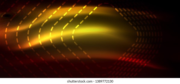 Neon glowing techno lines, hi-tech futuristic abstract background template with square shapes, vector design