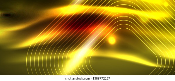 Líneas tecno brillantes de neón, plantilla de fondo abstracto de alta tecnología futurista con formas cuadradas, diseño vectorial