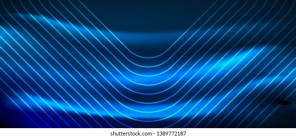 Neon glowing techno lines, hi-tech futuristic abstract background template with square shapes, vector design