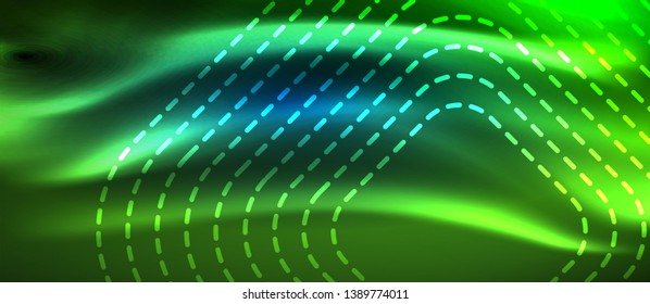 Líneas tecno brillantes de neón, plantilla de fondo abstracto de alta tecnología futurista con formas cuadradas, diseño vectorial