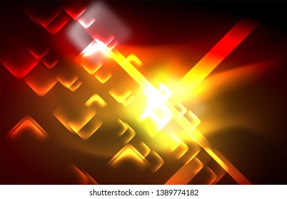 Neonleuchtende Techno-Linien, futuristisch abstrakte High-Tech-Hintergrundvorlage mit quadratischen Formen und Linien