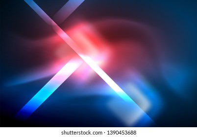 Neon glowing techno lines, hi-tech futuristic abstract background template with square shapes and lines