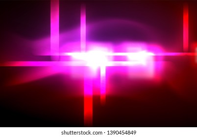 Neon glowing techno lines, hi-tech futuristic abstract background template with square shapes and lines