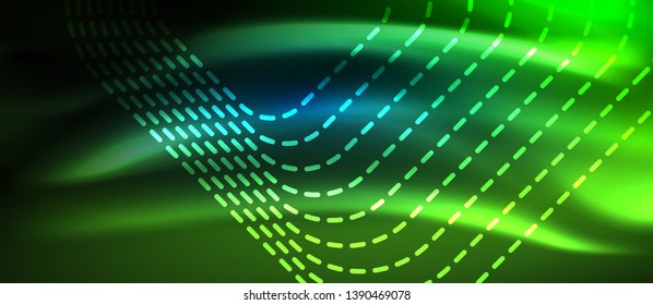 Líneas tecno brillantes de neón, plantilla de fondo abstracto de alta tecnología futurista con formas cuadradas, diseño vectorial