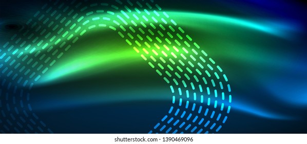Neonleuchtende Techno-Linien, futuristisch abstrakte High-Tech-Hintergrundvorlage mit quadratischen Formen, Vektordesign