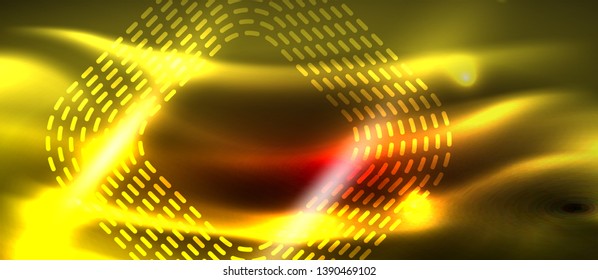 Neon glowing techno lines, hi-tech futuristic abstract background template with square shapes, vector design