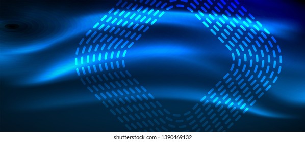 Neon glowing techno lines, hi-tech futuristic abstract background template with square shapes, vector design