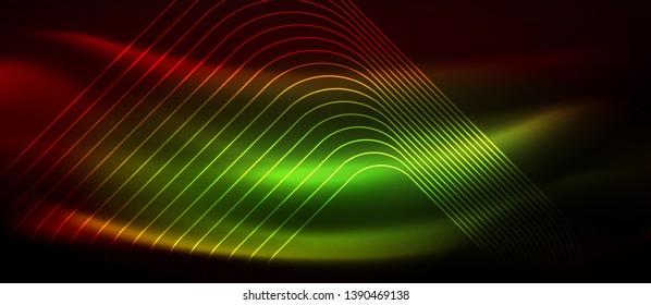 Neon glowing techno lines, hi-tech futuristic abstract background template with square shapes, vector design