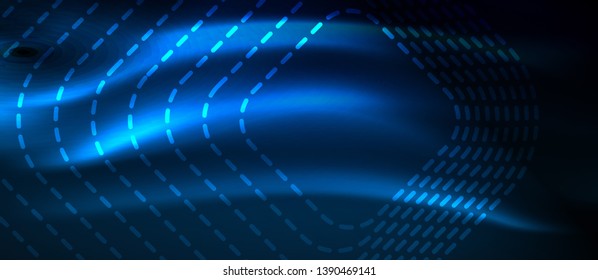 Neon glowing techno lines, hi-tech futuristic abstract background template with square shapes, vector design