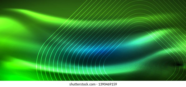 Neon glowing techno lines, hi-tech futuristic abstract background template with square shapes, vector design