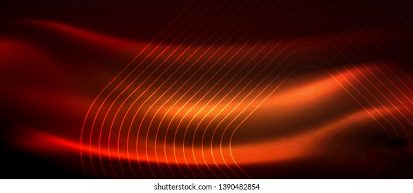 Líneas tecno brillantes de neón, plantilla de fondo abstracto de alta tecnología futurista con formas cuadradas, diseño vectorial