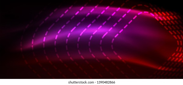 Neon glowing techno lines, hi-tech futuristic abstract background template with square shapes, vector design