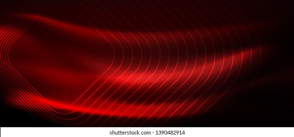 Neon glowing techno lines, hi-tech futuristic abstract background template with square shapes, vector design
