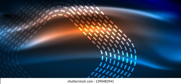 Neon glowing techno lines, hi-tech futuristic abstract background template with square shapes, vector design