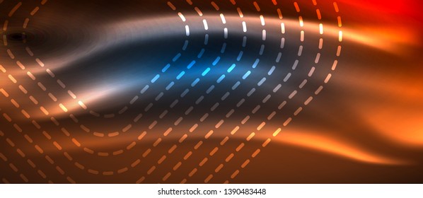 Líneas tecno brillantes de neón, plantilla de fondo abstracto de alta tecnología futurista con formas cuadradas, diseño vectorial