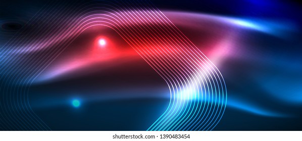 Líneas tecno brillantes de neón, plantilla de fondo abstracto de alta tecnología futurista con formas cuadradas, diseño vectorial
