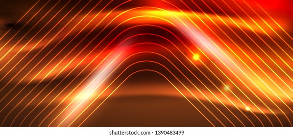 Neon glowing techno lines, hi-tech futuristic abstract background template with square shapes, vector design