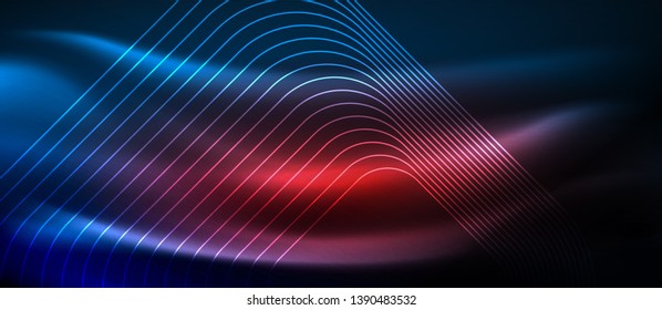 Neon glowing techno lines, hi-tech futuristic abstract background template with square shapes, vector design