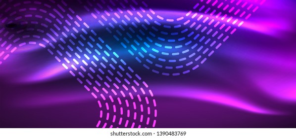 Líneas tecno brillantes de neón, plantilla de fondo abstracto de alta tecnología futurista con formas cuadradas, diseño vectorial