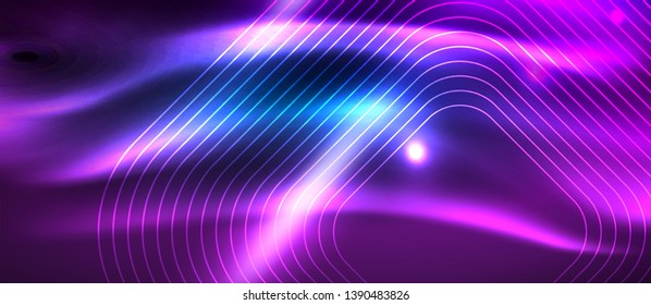 Neon glowing techno lines, hi-tech futuristic abstract background template with square shapes, vector design