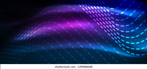 Líneas tecno brillantes de neón, plantilla de fondo abstracto de alta tecnología futurista con formas cuadradas, diseño vectorial
