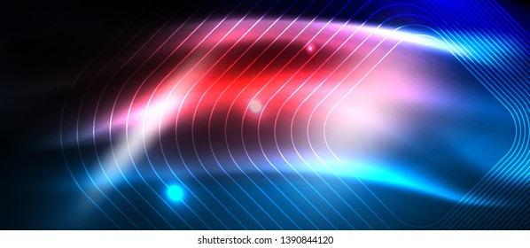 Neon glowing techno lines, hi-tech futuristic abstract background template with square shapes, vector design