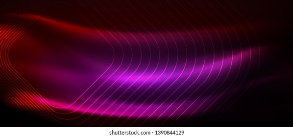 Neon glowing techno lines, hi-tech futuristic abstract background template with square shapes, vector design