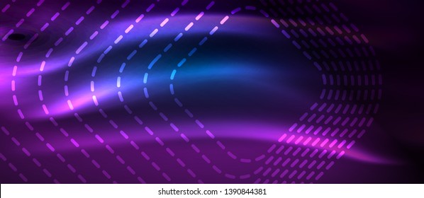 Líneas tecno brillantes de neón, plantilla de fondo abstracto de alta tecnología futurista con formas cuadradas, diseño vectorial
