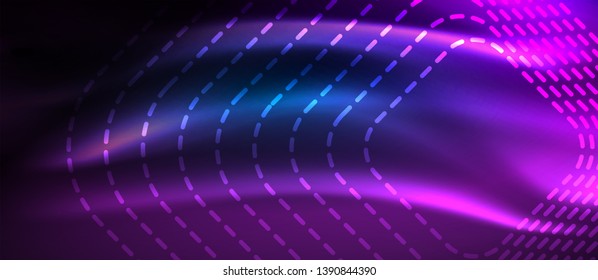 Neon glowing techno lines, hi-tech futuristic abstract background template with square shapes, vector design