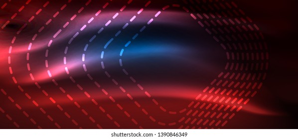Neon glowing techno lines, hi-tech futuristic abstract background template with square shapes, vector design