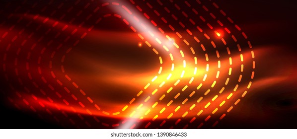 Neon glowing techno lines, hi-tech futuristic abstract background template with square shapes, vector design