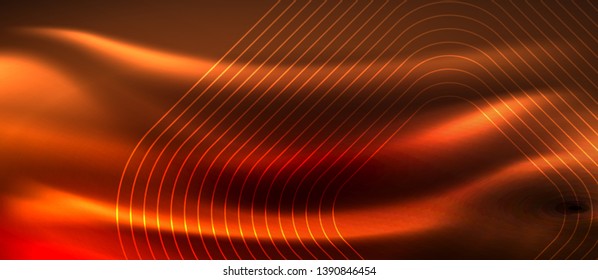 Neon linhas de tecno brilhantes, modelo de fundo abstrato futurista de alta tecnologia com formas quadradas, design vetorial