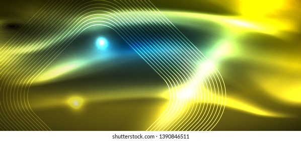 Líneas tecno brillantes de neón, plantilla de fondo abstracto de alta tecnología futurista con formas cuadradas, diseño vectorial