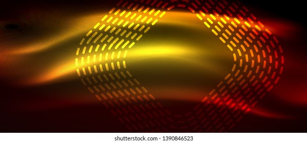 Neon glowing techno lines, hi-tech futuristic abstract background template with square shapes, vector design