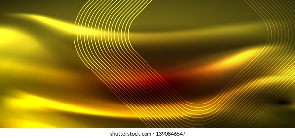 Neon glowing techno lines, hi-tech futuristic abstract background template with square shapes, vector design