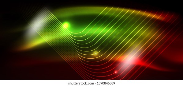 Neon glowing techno lines, hi-tech futuristic abstract background template with square shapes, vector design