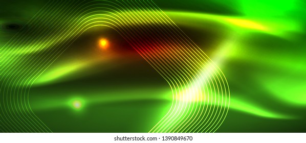 Neon glowing techno lines, hi-tech futuristic abstract background template with square shapes, vector design