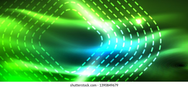 Neon glowing techno lines, hi-tech futuristic abstract background template with square shapes, vector design