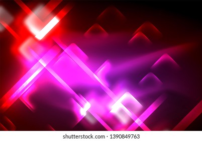 Neonleuchtende Techno-Linien, futuristisch abstrakte High-Tech-Hintergrundvorlage mit quadratischen Formen und Linien