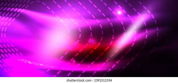 Líneas tecno brillantes de neón, plantilla de fondo abstracto de alta tecnología futurista con formas cuadradas, diseño vectorial