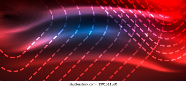 Líneas tecno brillantes de neón, plantilla de fondo abstracto de alta tecnología futurista con formas cuadradas, diseño vectorial