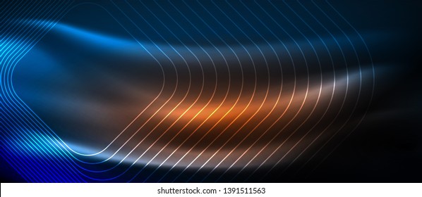 Neonleuchtende Techno-Linien, futuristisch abstrakte High-Tech-Hintergrundvorlage mit quadratischen Formen, Vektordesign
