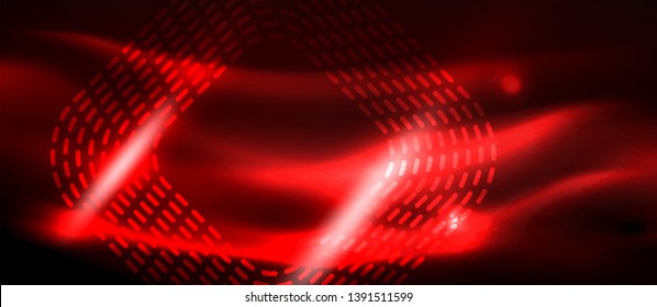 Neon glowing techno lines, hi-tech futuristic abstract background template with square shapes, vector design